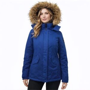[s] Toboggan Down Park Emma Blue Faux Fur Hood Women’s Medium Fits Small